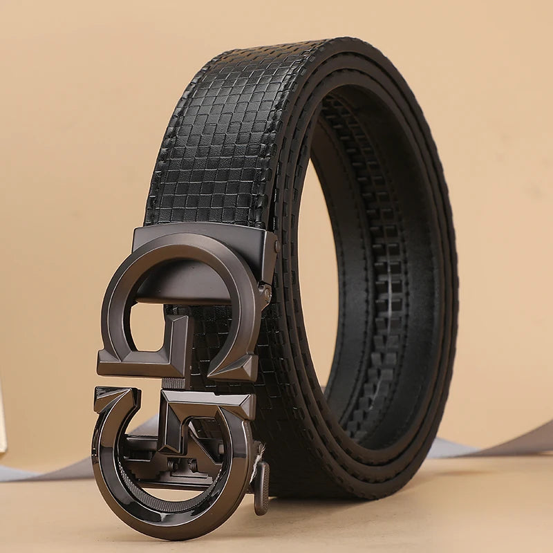 High Quality Casual 34mm Men's Belt Designer Genuine Leather Belts Strap Male Metal Smooth Buckle Fashion men belt for jeans
