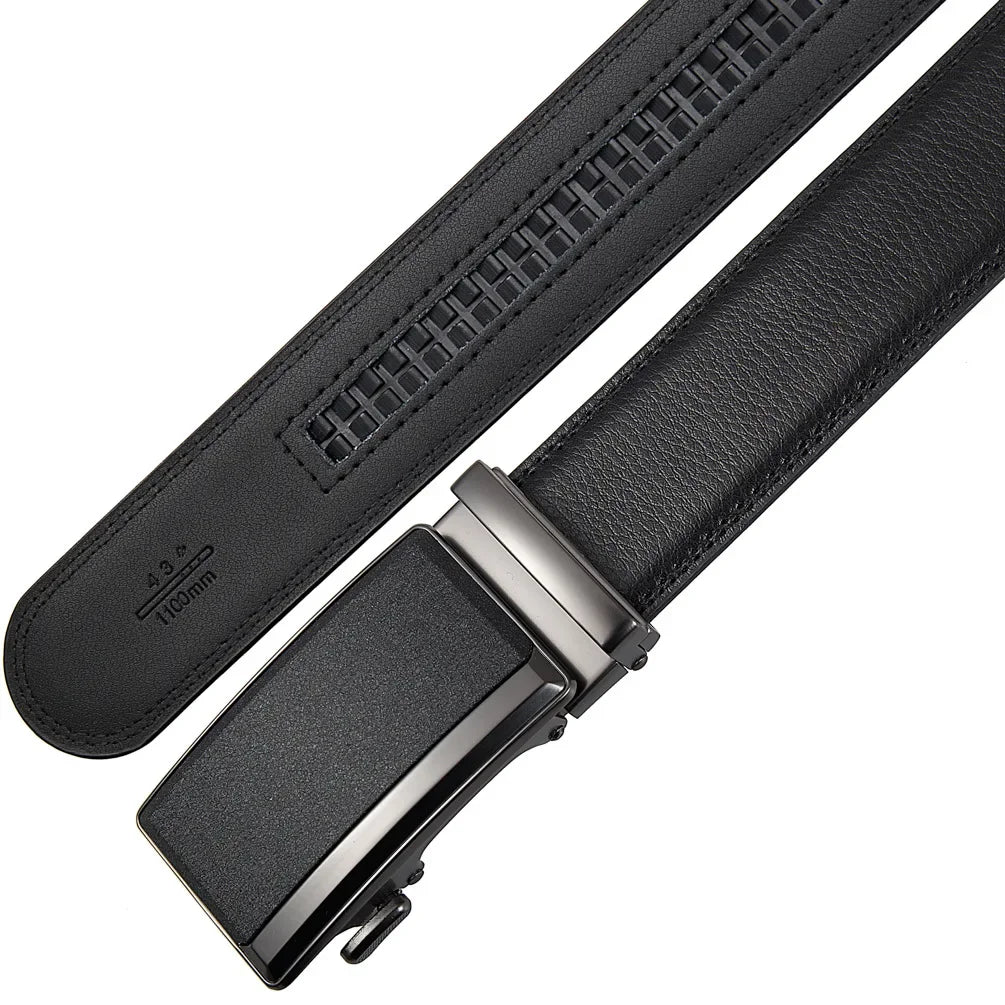 Plus Large Size 130 140 150 160 170cm Men's Leather Belts Fashion Automatic Buckle Cowskin Belt Luxury Designer 3.5cm Width