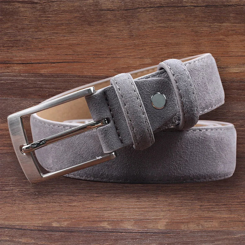 Sude Belt Cow Genuine Leather For Man And Lady With Oxford Fabric Strap Genuine Leather Luxury Pin Buckle Blue Belts
